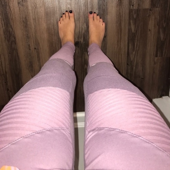 Mauve Purple Moto Comfy Style Leggings Athleisure - Picture 2 of 7